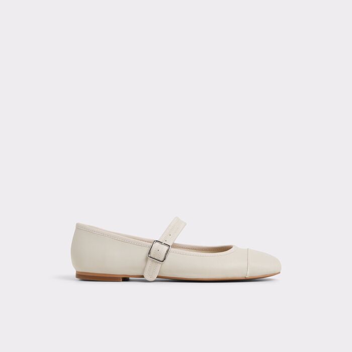 Flat ballerinas in white leather - CAYLYN