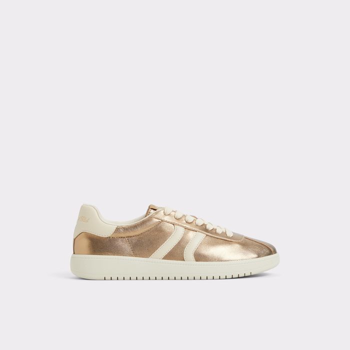 Flat trainers in gold leather - CHICSNEAKER