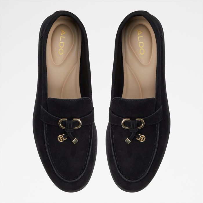 Flat loafers in black leather - CRERAS
