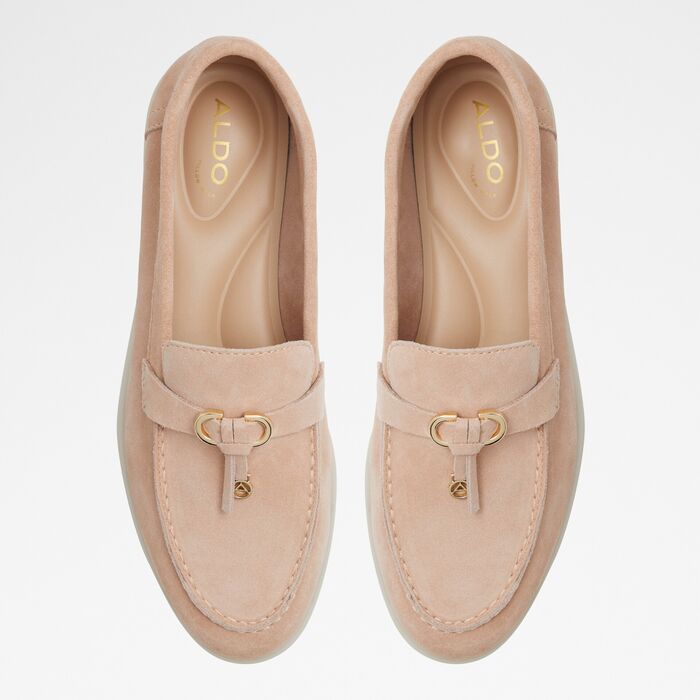 Flat loafers in pink leather - CRERAS