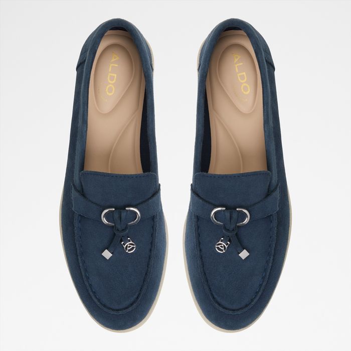 Flat loafers in navy leather - CRERAS