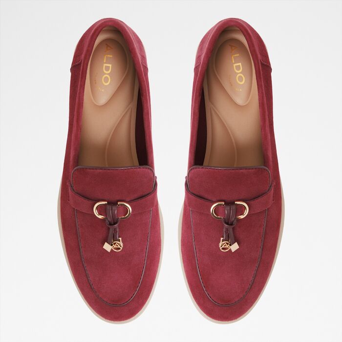 Flat loafers in red leather - CRERAS