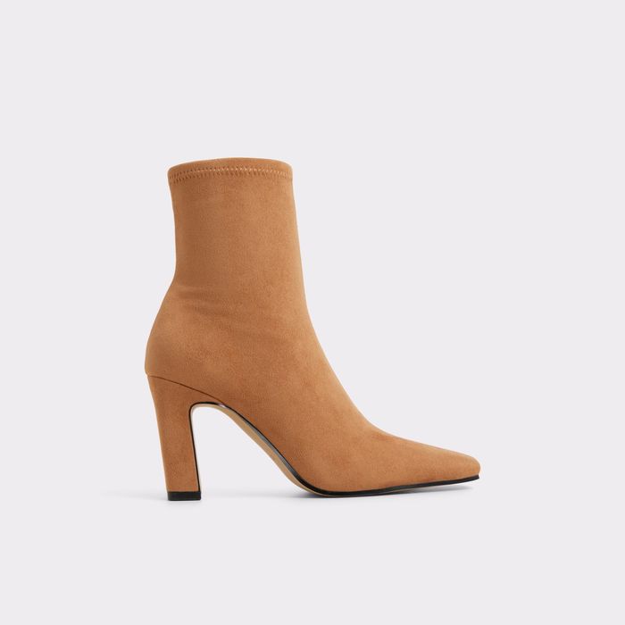 Block heeled ankle boots in cognac - CYBELE
