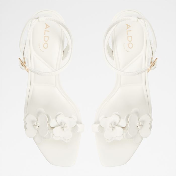 Stiletto heeled sandals in white leather - DAISYLILY