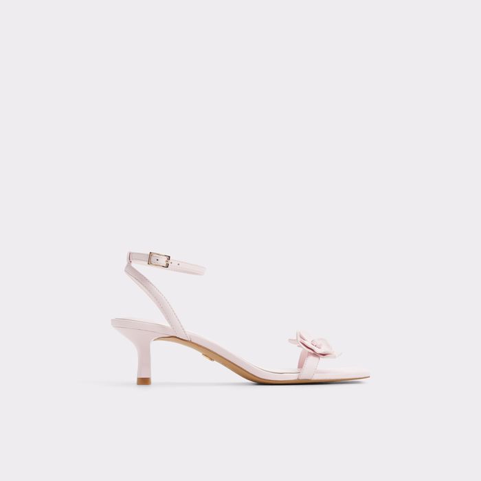 Kitten heeled sandals in pink leather - DAISYROSE