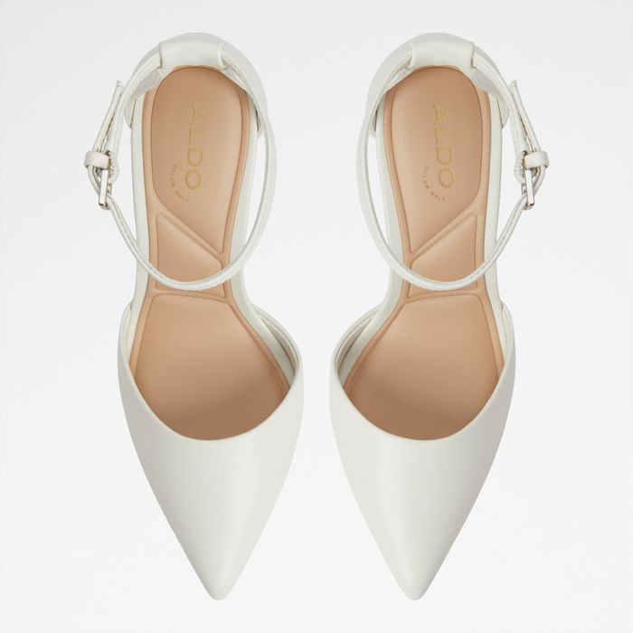 Stiletto heeled shoes in white leather - DERPERLA