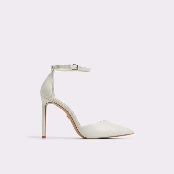 Stiletto heeled shoes in white leather - DERPERLA