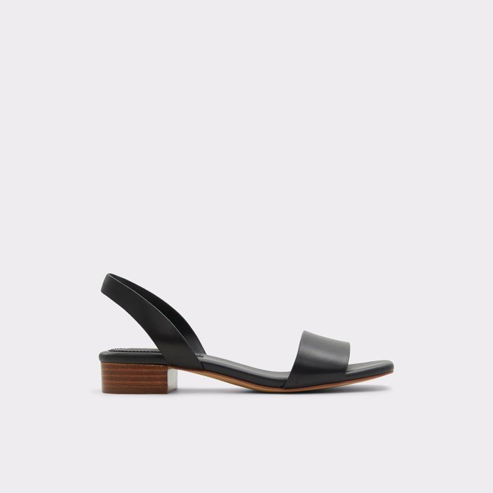Flat sandals in black leather - DORENNA