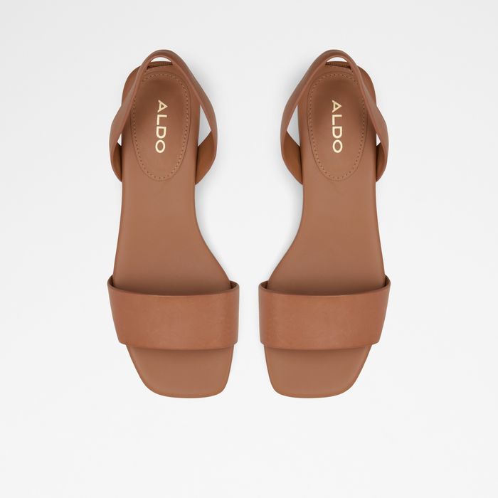 Flat sandals in cognac leather - DORENNA