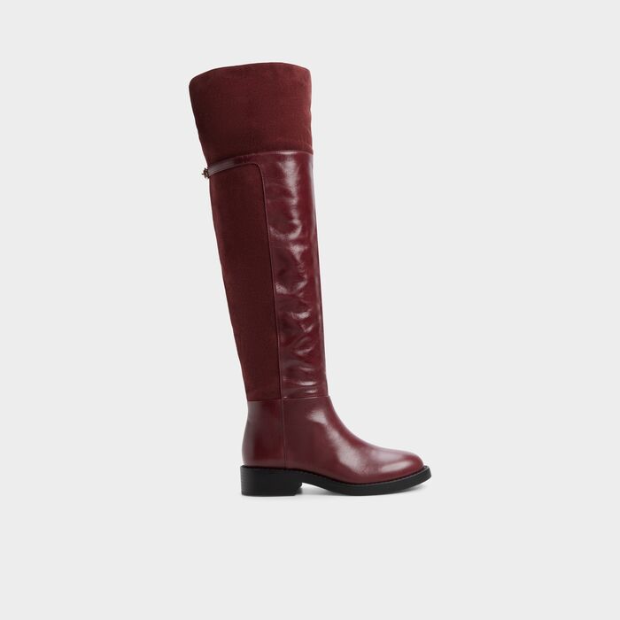 Block heeled tall boots in cognac leather - ELEANER