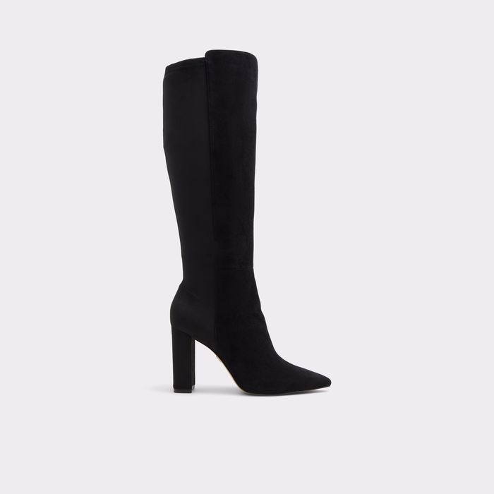 Block heeled boots in black leather - ELECTRO