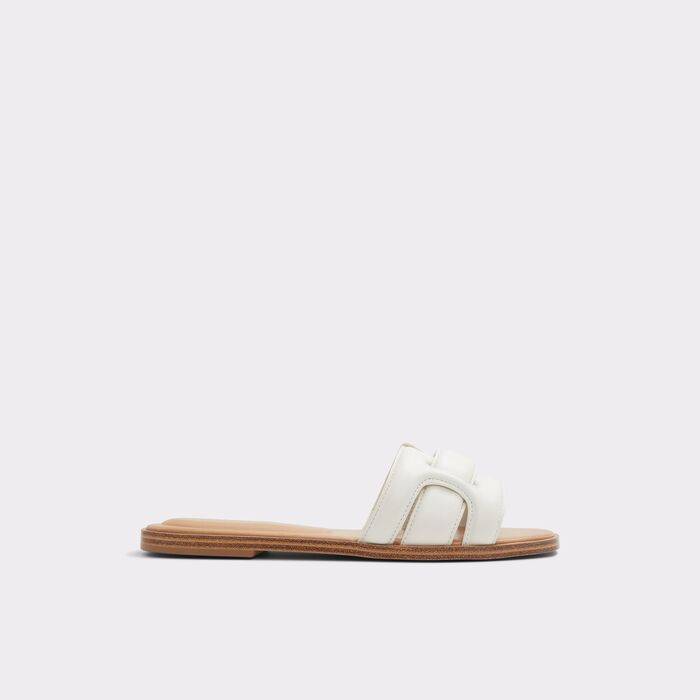 Flat sandals in white leather - ELENAA