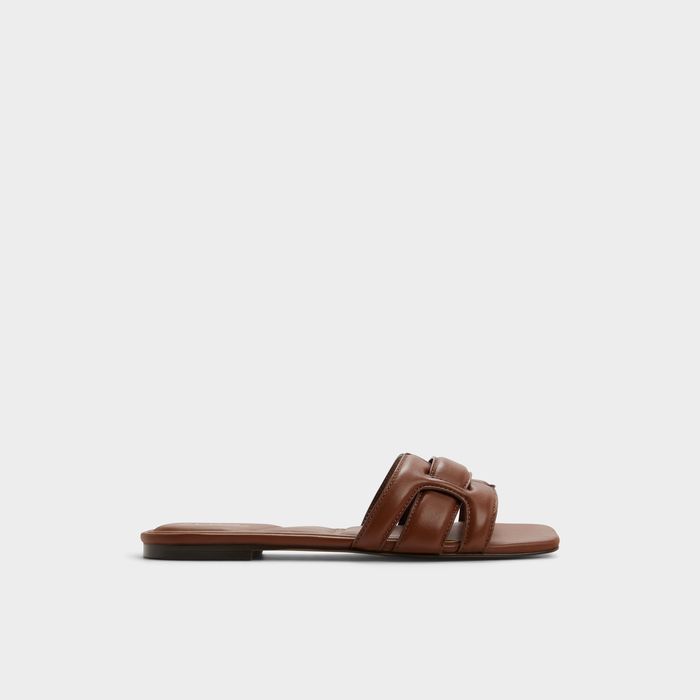 Flat sandals in cognac leather - ELENARIA