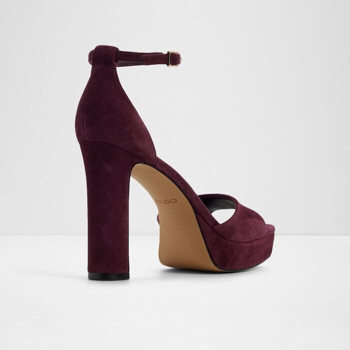 Block heeled sandals in bordo leather - ELEONIA