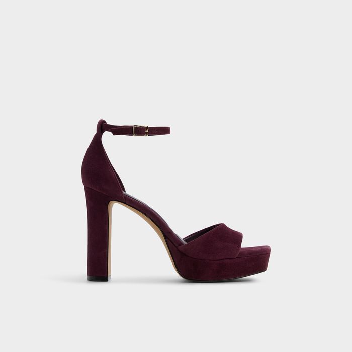 Block heeled sandals in bordo leather - ELEONIA