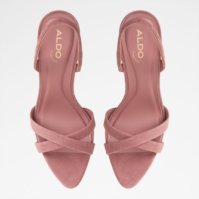 Stiletto heeled sandals in pink leather - ELERA