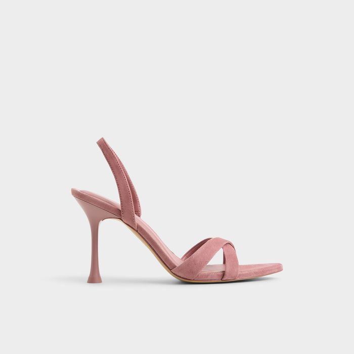 Stiletto heeled sandals in pink leather - ELERA
