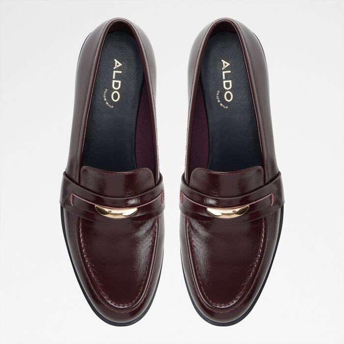 Flat loafers in bordo leather - ELLYA