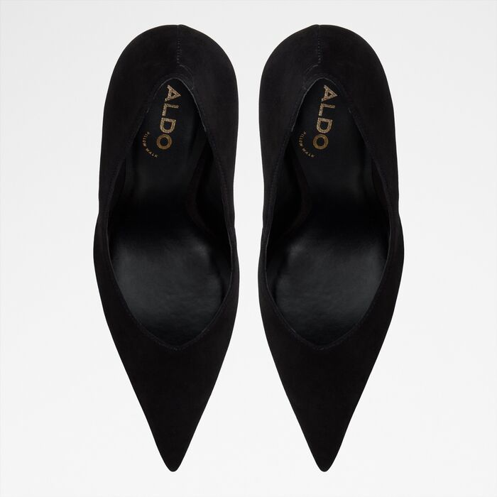 Stiletto heeled shoes in black leather - EMELIE