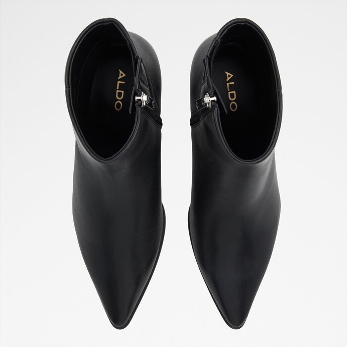 Kitten heeled ankle boots in black leather - EMMALIE