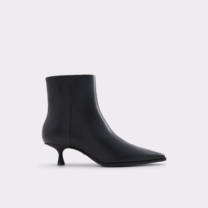 Kitten heeled ankle boots in black leather - EMMALIE
