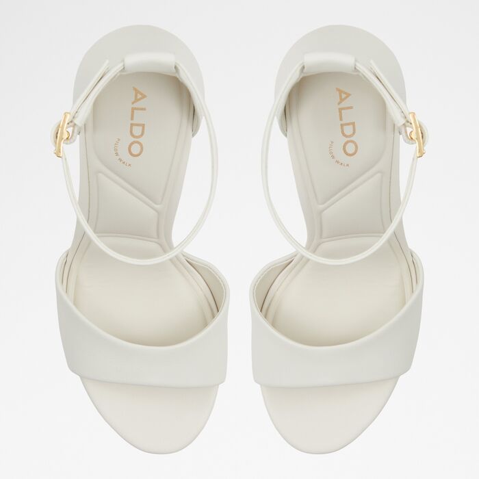 Block heeled with platform sandals in white leather - ENAEGYN2.0