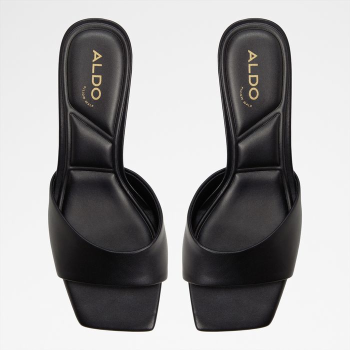 Kitten heeled mules in black - ENCHANTING