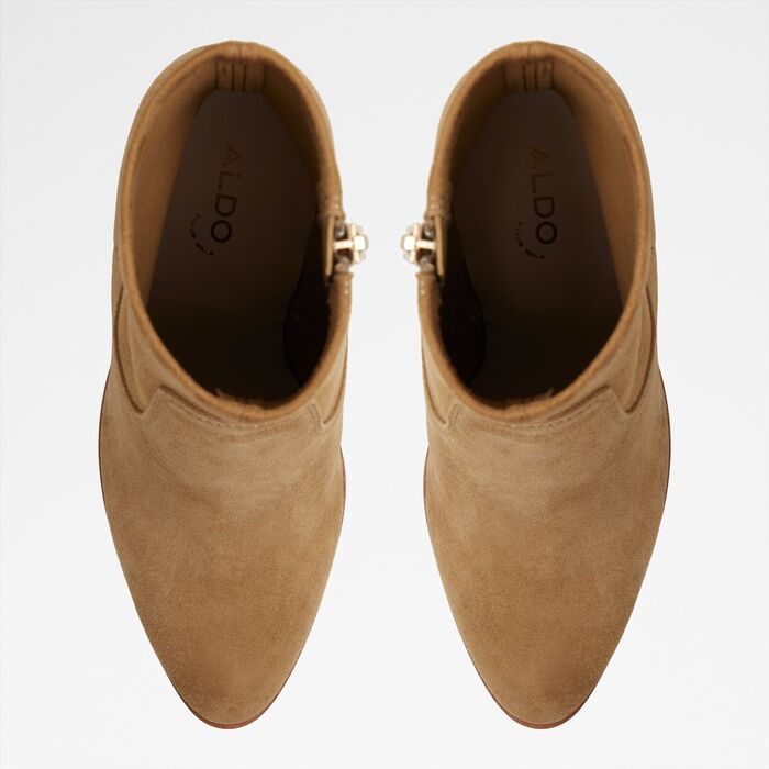 Block heeled ankle boots in cognac leather - FARABRIREL