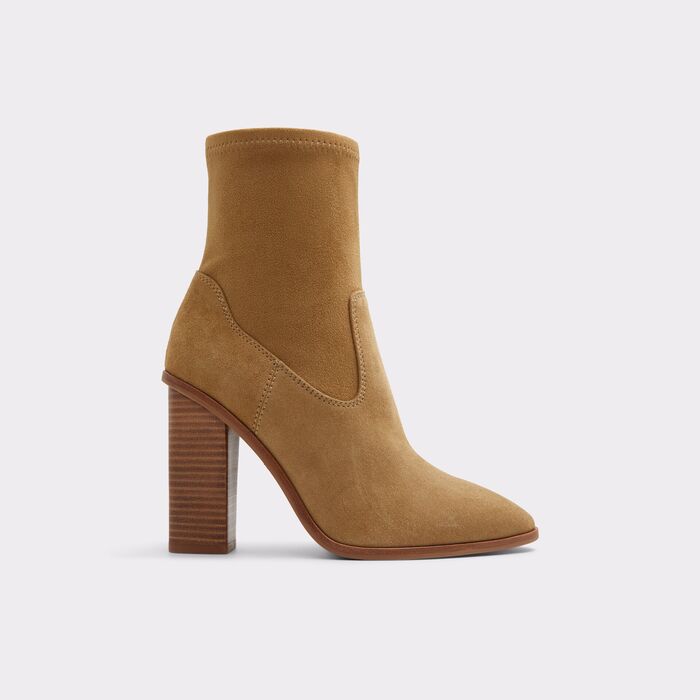 Block heeled ankle boots in cognac leather - FARABRIREL