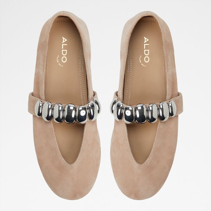 Flat ballerinas in beige leather - FIGGIS