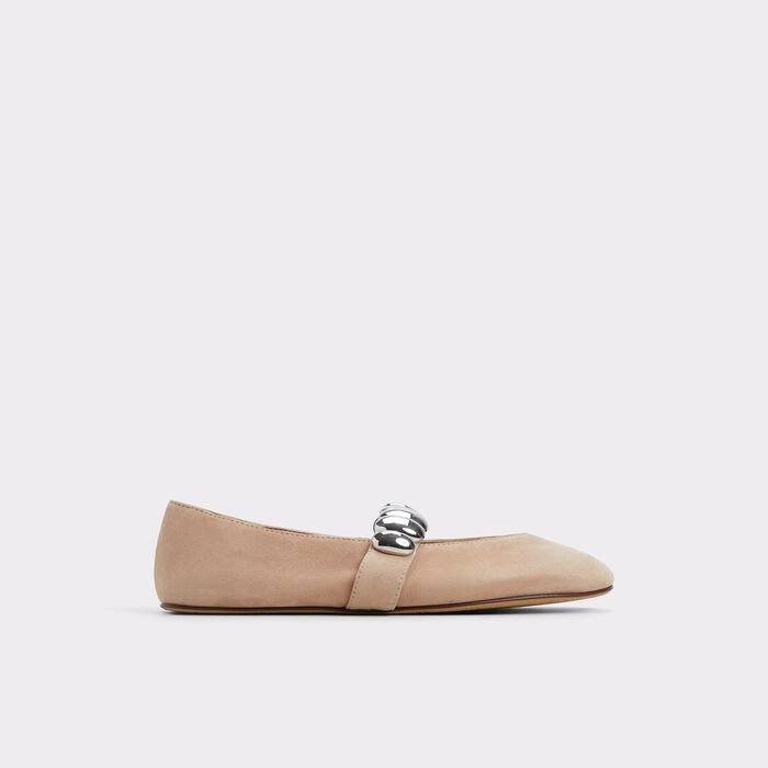 Flat ballerinas in beige leather - FIGGIS