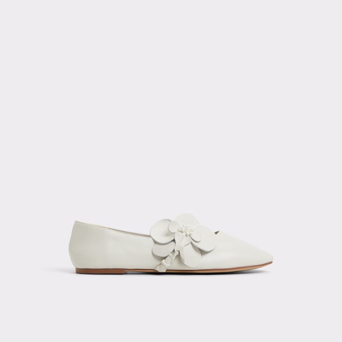 Flat shoes in white leather - FLORALINA