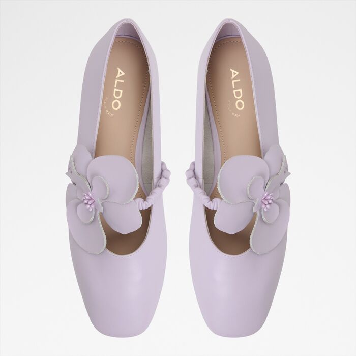 Flat shoes in lilac leather - FLORALINA