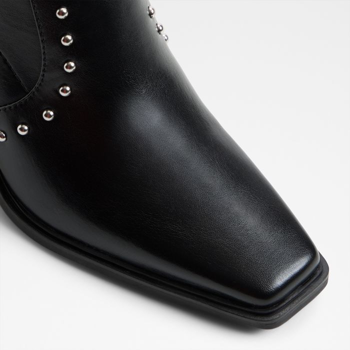 Block heeled ankle boots in black patent - GANINIO