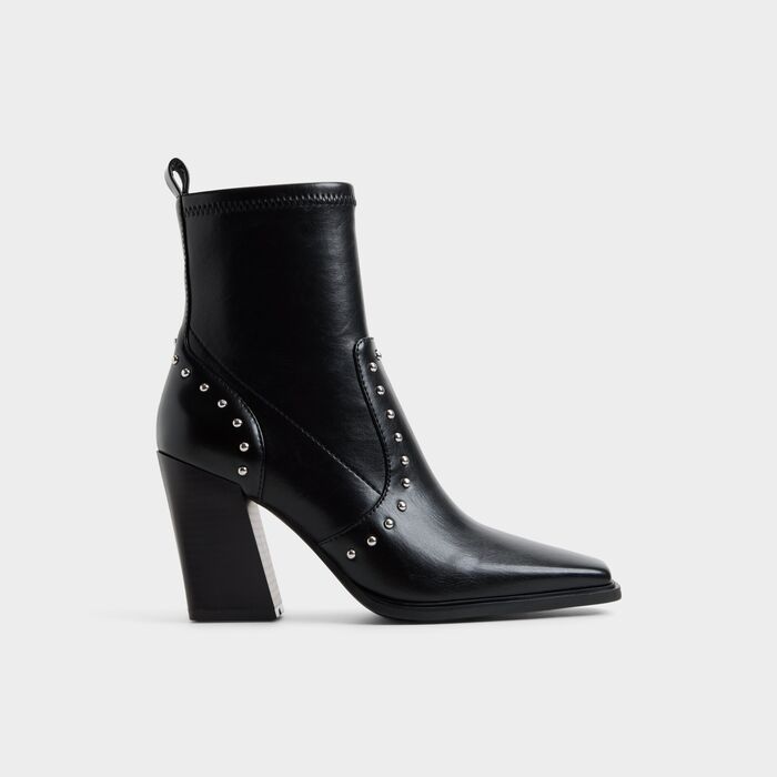 Block heeled ankle boots in black patent - GANINIO