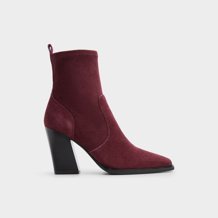 Block heeled ankle boots in bordo leather - GANINIO
