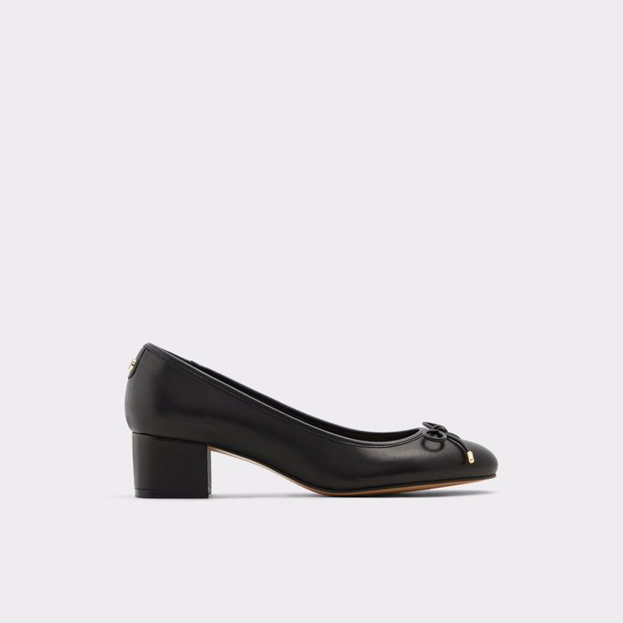 Block heeled shoes in black leather - GARANDRA