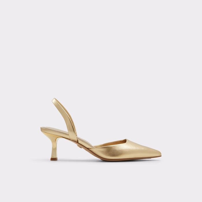 Kitten heeled shoes in gold - GAVEDESSI