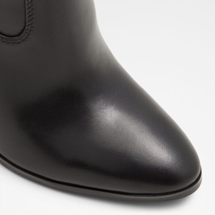 Block heeled boots in black leather - GLAJAR