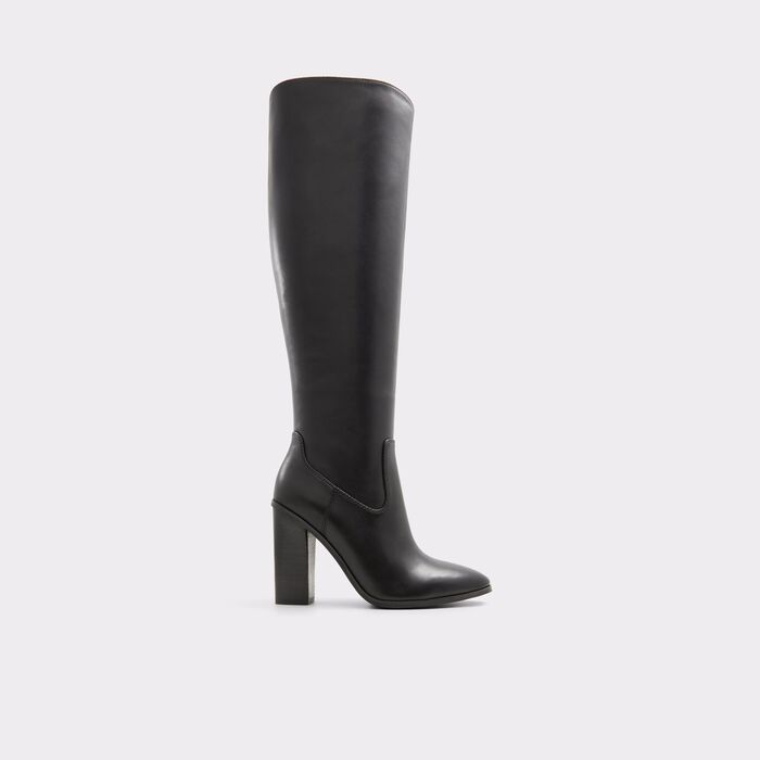 Block heeled boots in black leather - GLAJAR