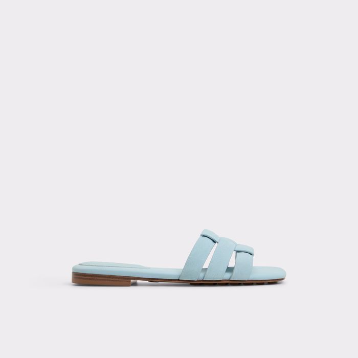 Flat sandals in blue leather - GOTOSANDAL