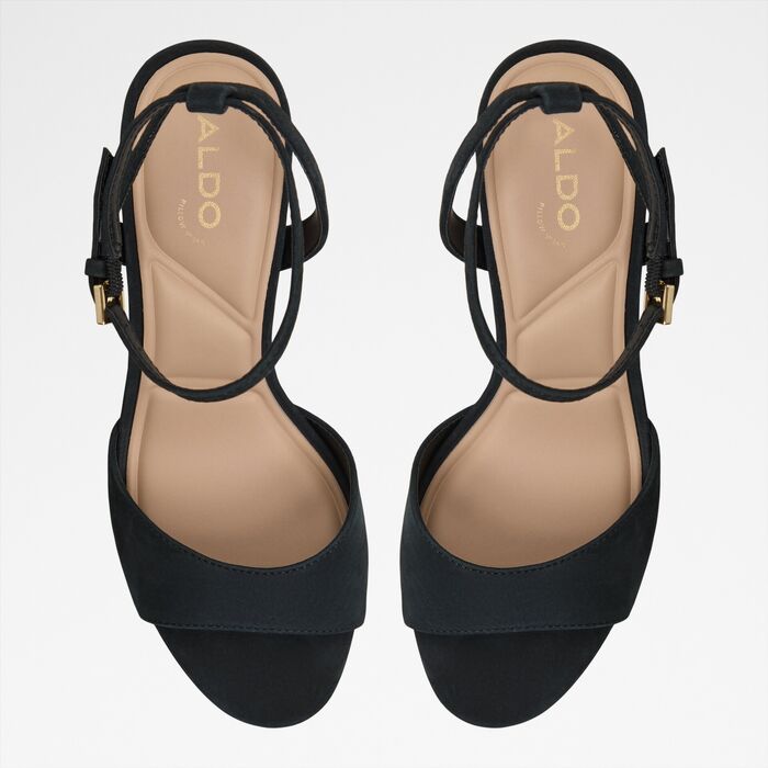 Block heeled sandals in black leather - GRACIOUS