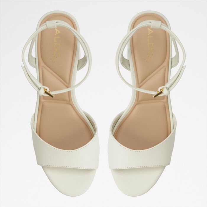 Block heeled sandals in white leather - GRACIOUS