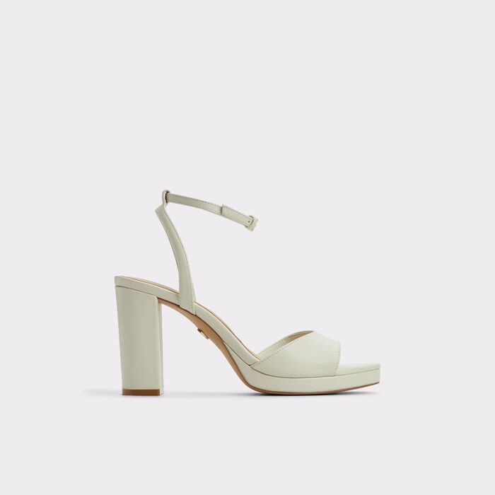 Block heeled sandals in white leather - GRACIOUS
