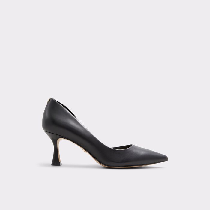 Kitten heeled shoes in black leather - GRAYWIEN