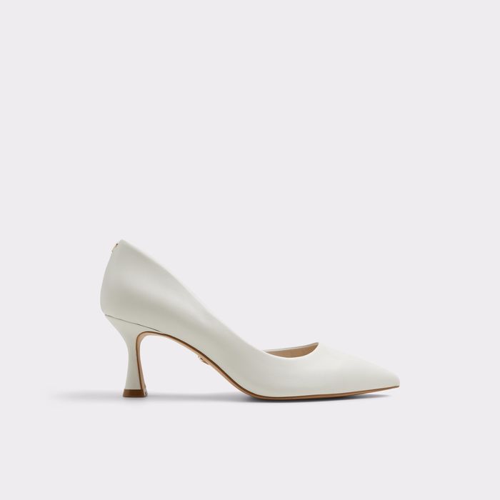 Kitten heeled shoes in white leather - GRAYWIEN