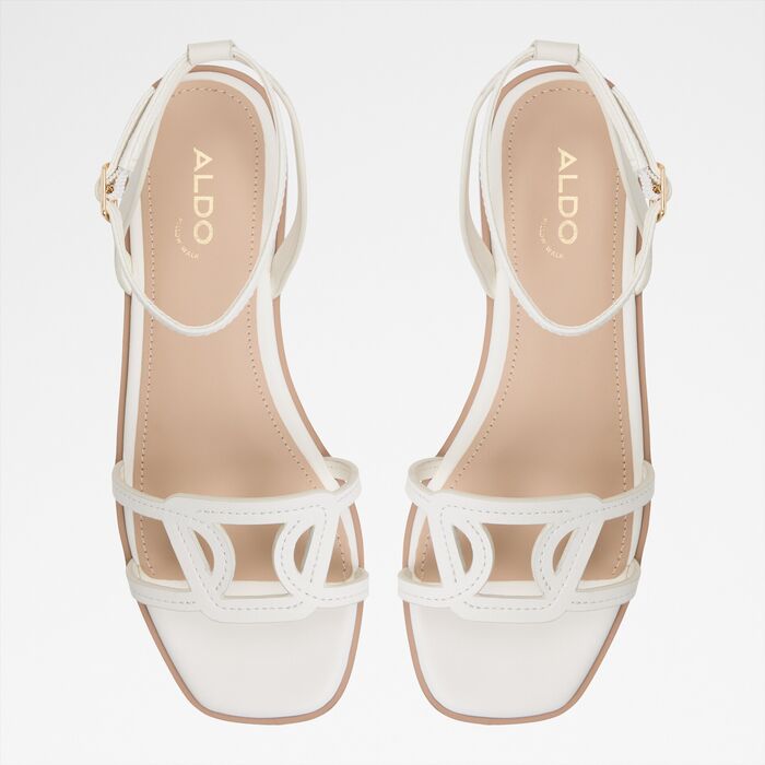 Flat sandals in white leather - GREENGROVE