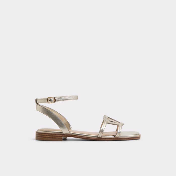 Flat sandals in gold leather - GREENGROVE
