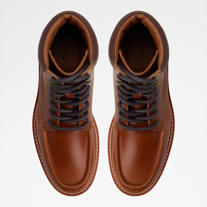 Lace-up boots in cognac leather - GRIER