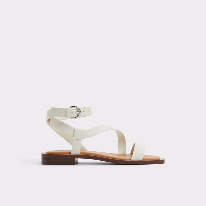 Flat sandals in white leather - GRUGAR